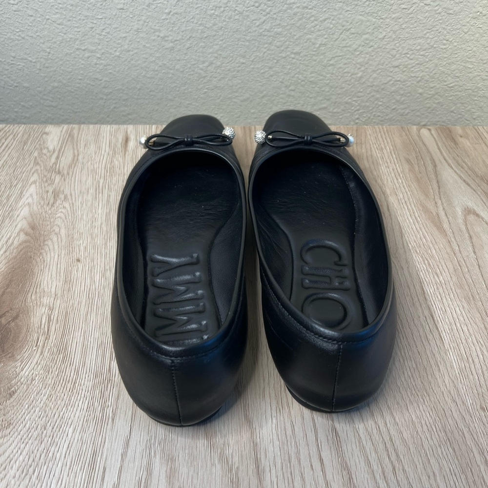 Jimmy Choo Black Leather Ballet Flats - Picture 4 of 9